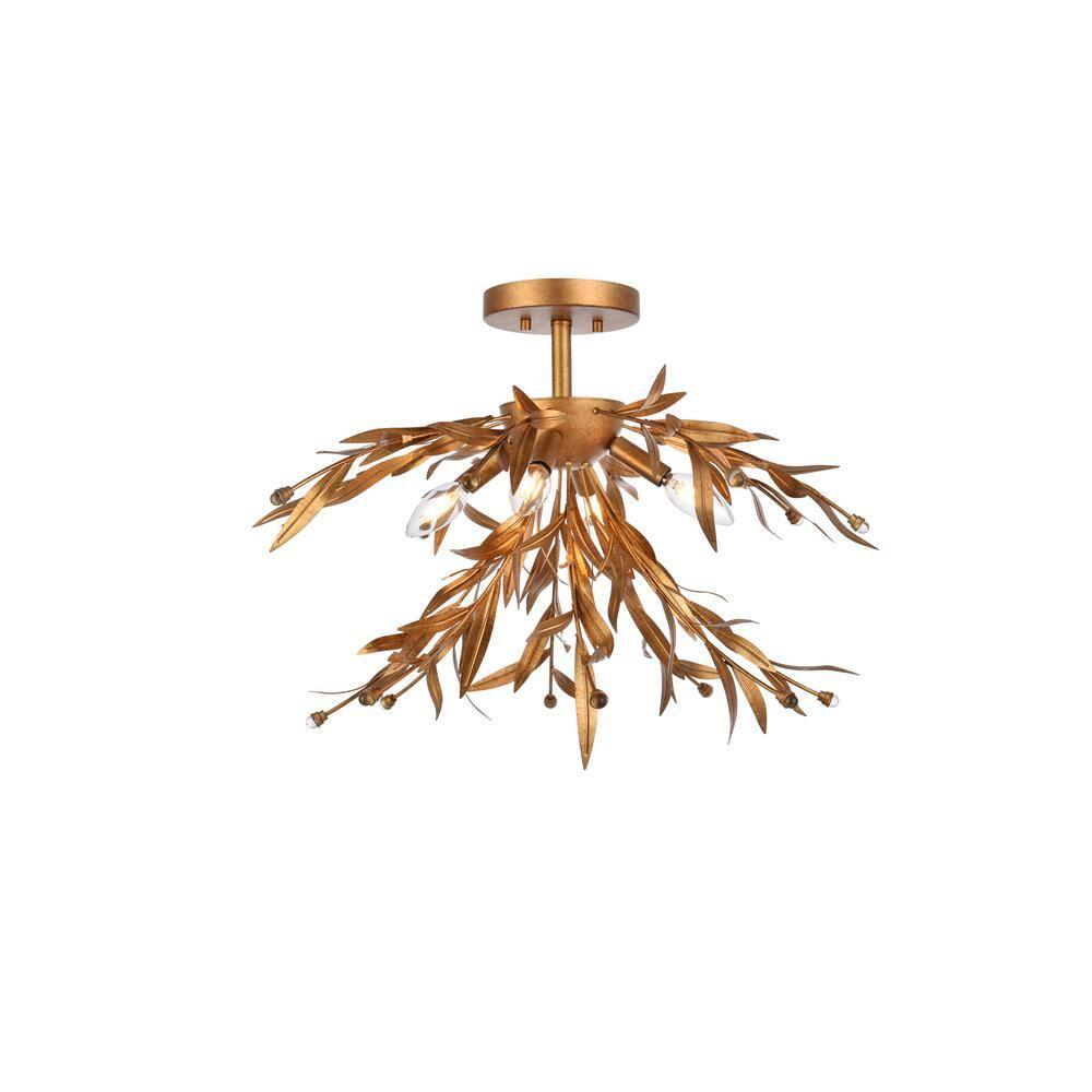 Elegant Lighting Priscilla 23 inch flush mount in gold leaf