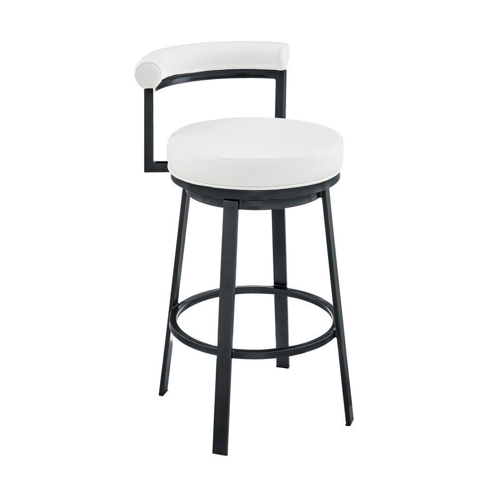 Armen Living Indoor Natya Swivel Counter or Bar Stool in Mocha Finish with Brown Faux Leather
