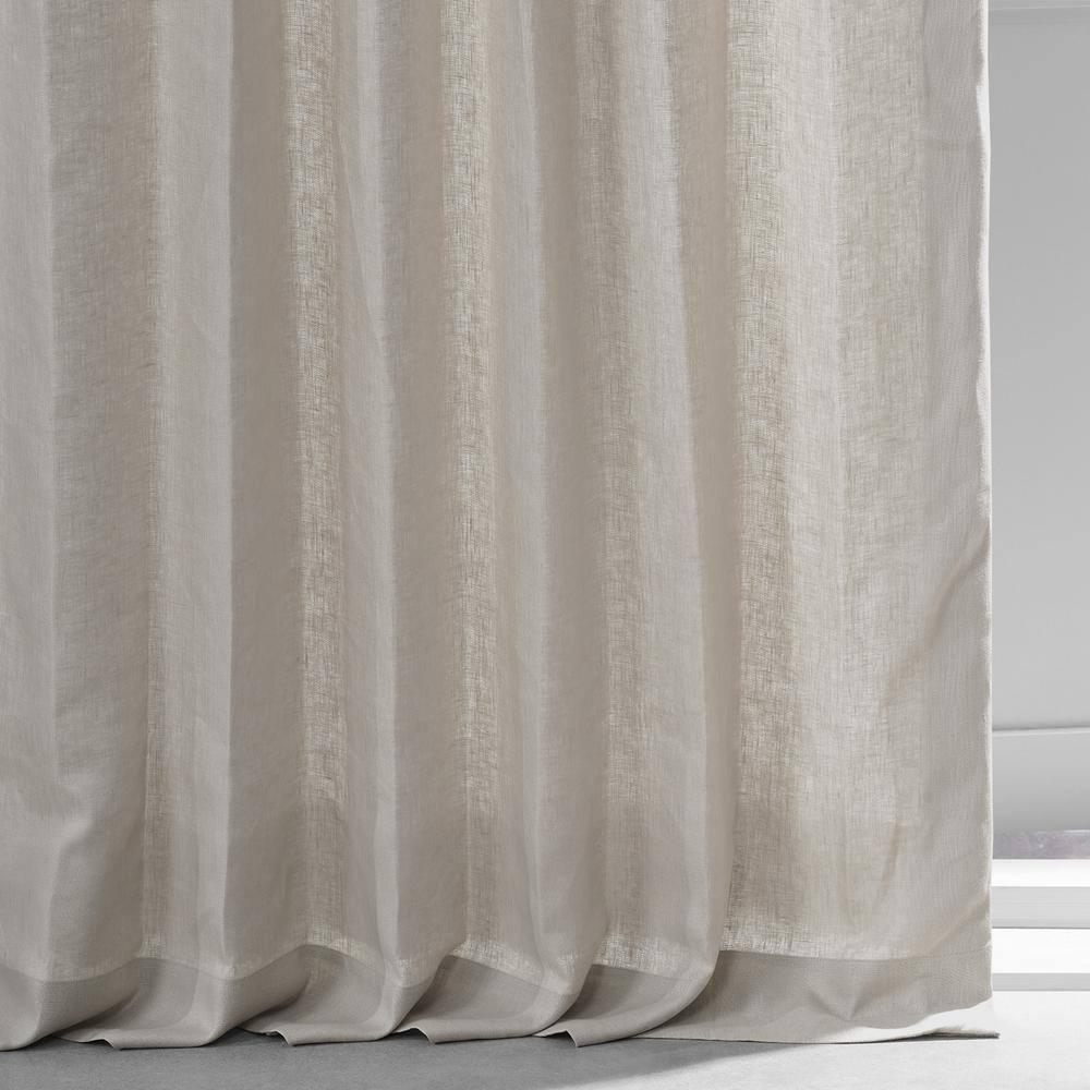 Exclusive Fabrics  French Linen Room Darkening Curtains Panel - Elegant luxurious Drapes (1 Panel) Fresh Khaki 50 X 96 96 Inches
