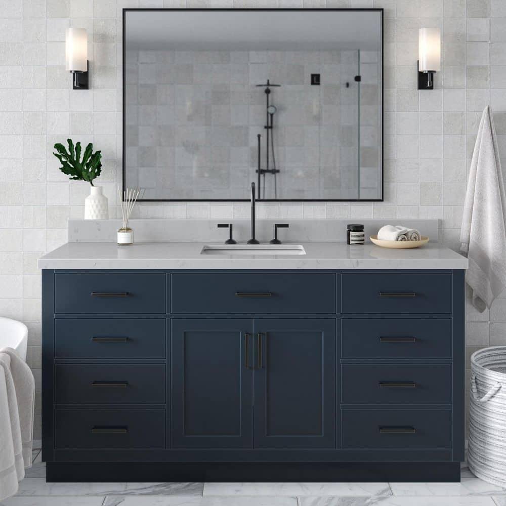 Hepburn 66 in. W x 21.5 in. D x 34.5 in. H Single Sink Freestanding Bath Vanity Cabinet without Top in Midnight Blue