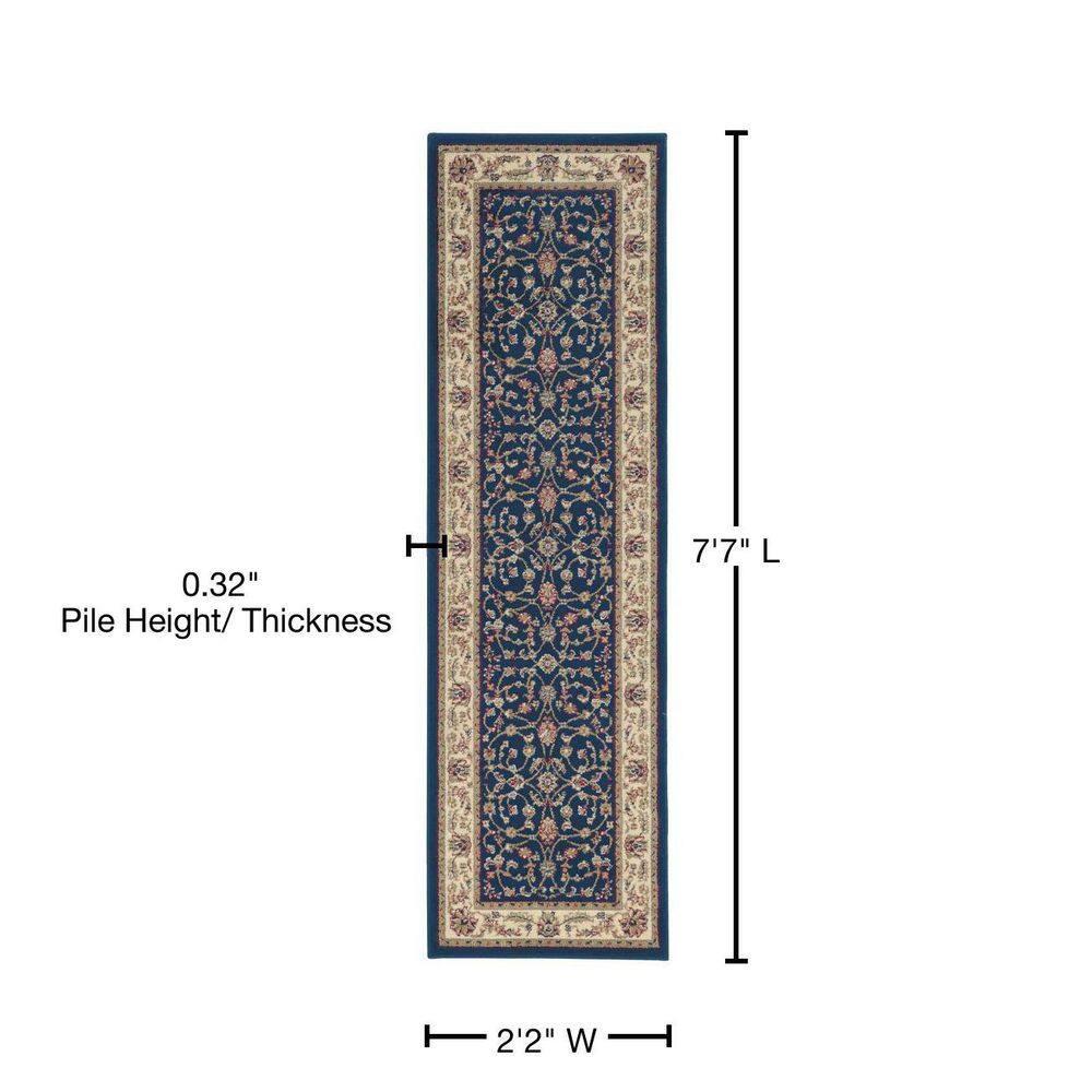 1596-1354-NAVY Como Rectangular Navy Blue Traditional Italy Area Rug- 2 ft. 2 in. W x 7 ft. 7 in. H