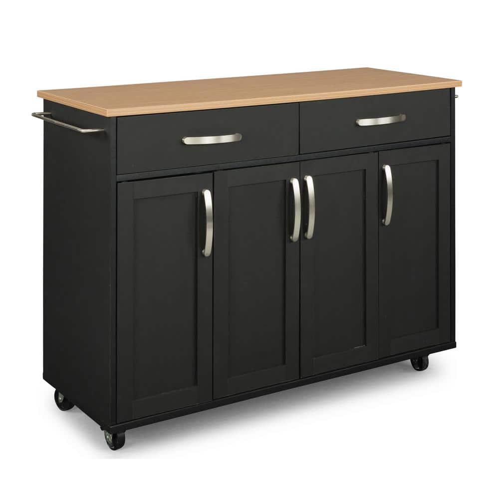 Homestyles Storage Plus Wood Kitchen Cart in Black