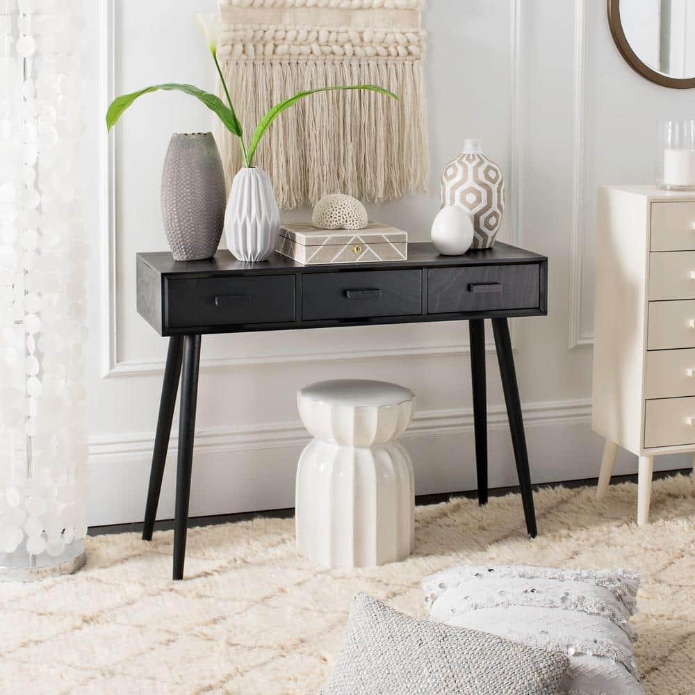 Albus 3 Drawer Console Table - CNS5701D - Black - Safavieh