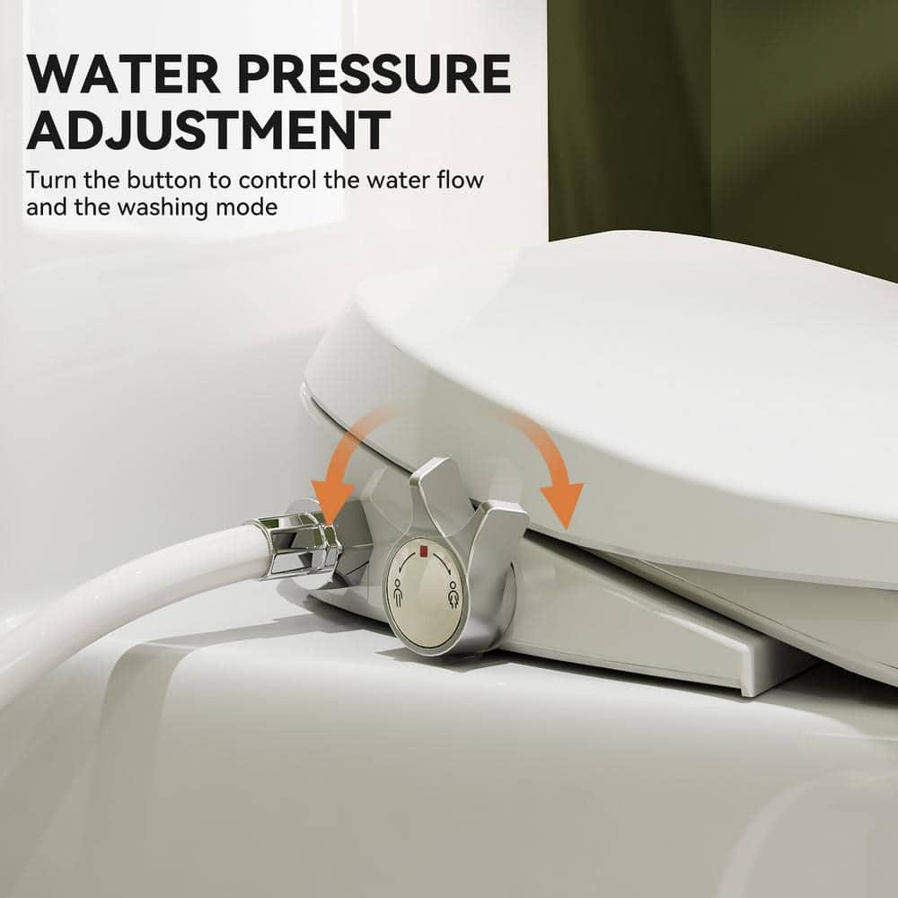Unplugged Elongated Bidet Seat with Dual Stainless Nozzle and Adjustable Water Pressure