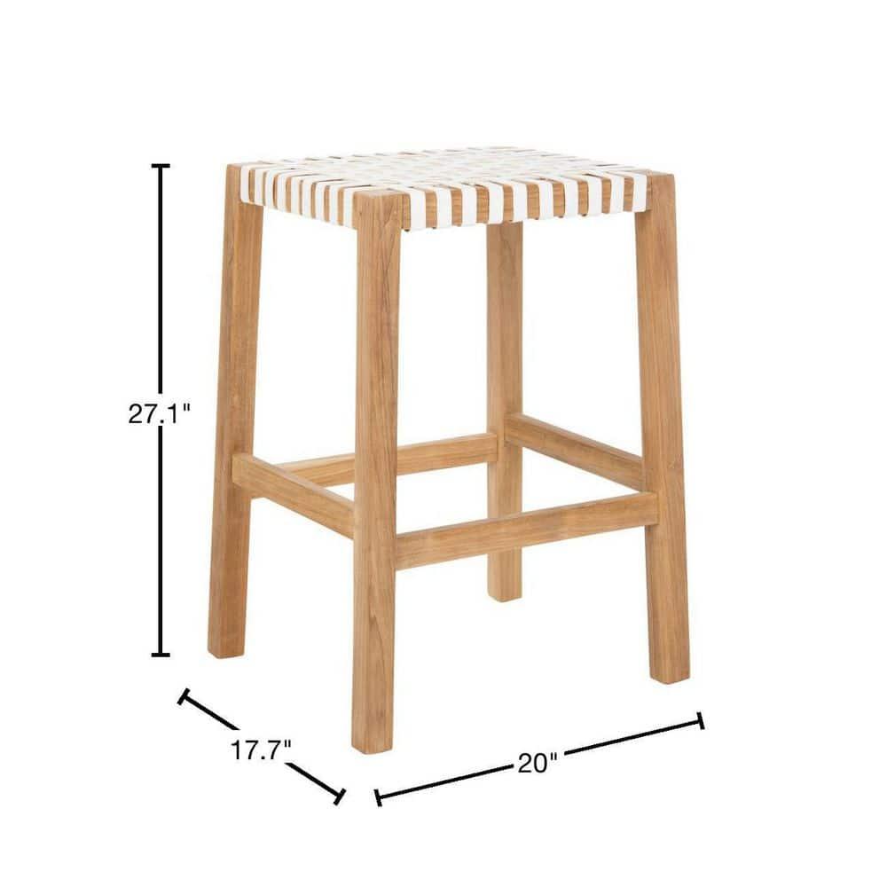 Capri Counter Stool - BST1009 - Natural Teak/White - Safavieh