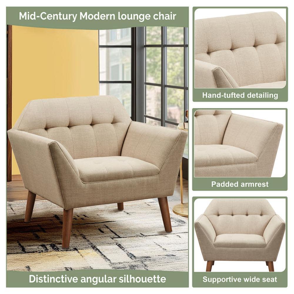 Newport Lounge Chair Beige - Ink+Ivy: Polyester Upholstered, Wood Legs, Foam Cushion, Spot Clean