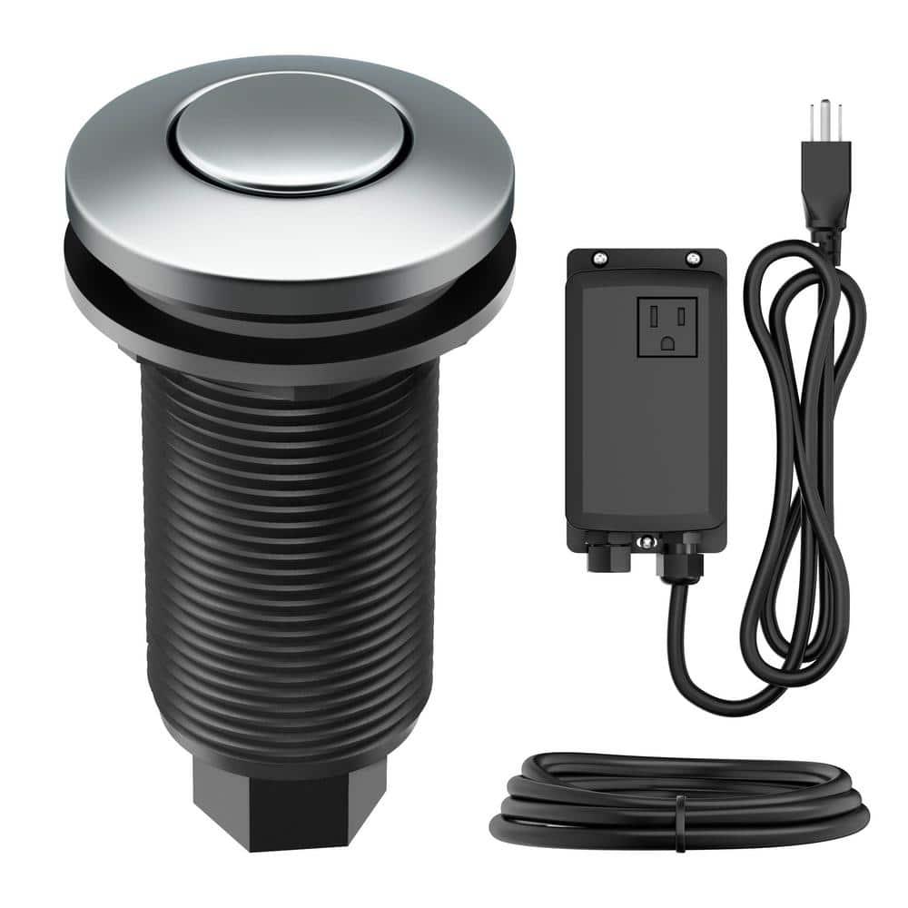 Kraus KRAUS Garbage Disposal Air Switch Kit with Push Button, AC Adapter, Power Cord, and Air Tube Included