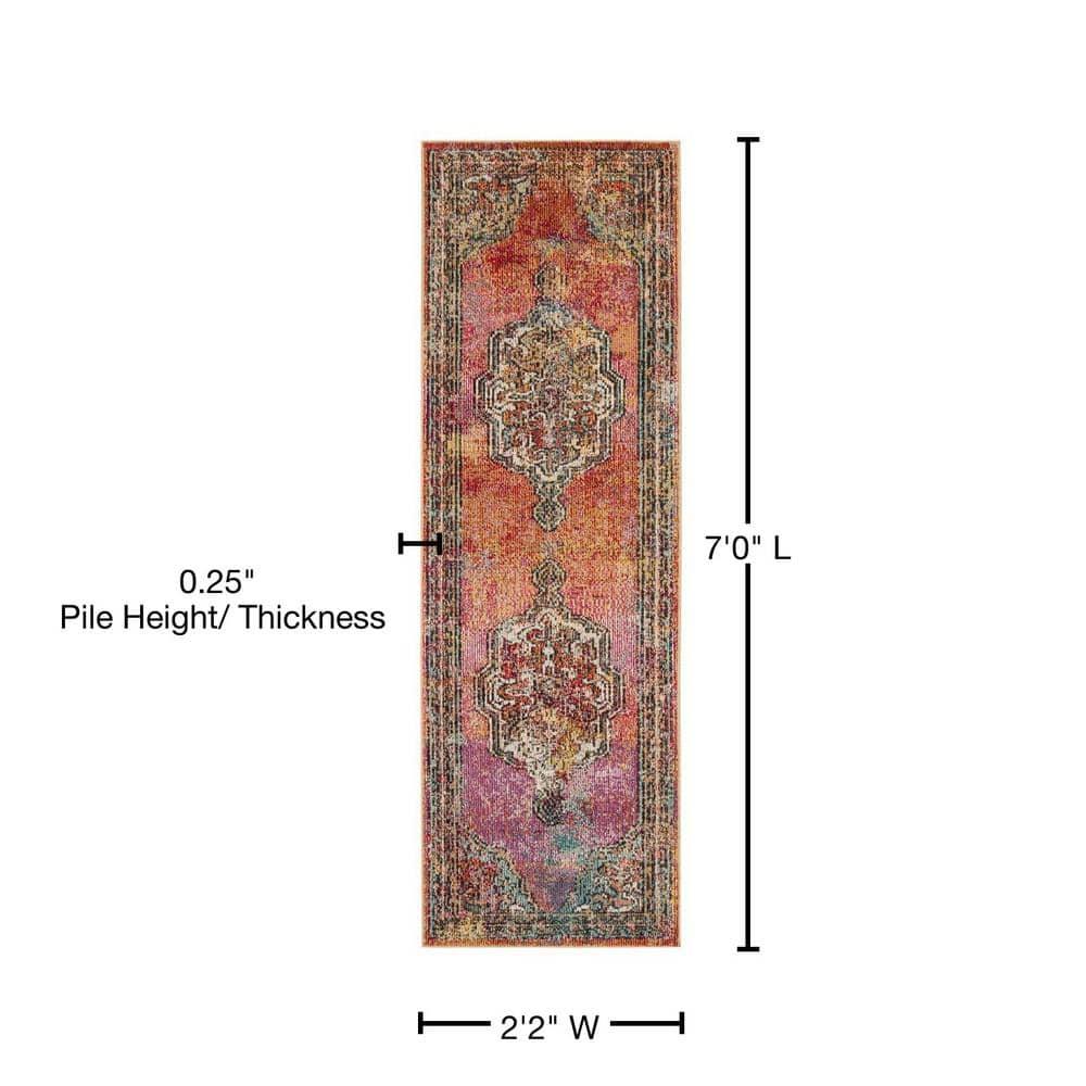 Crystal CRS502 Power Loomed Runner Rug - Orange/Light Blue - 2'2"x7' - Safavieh.