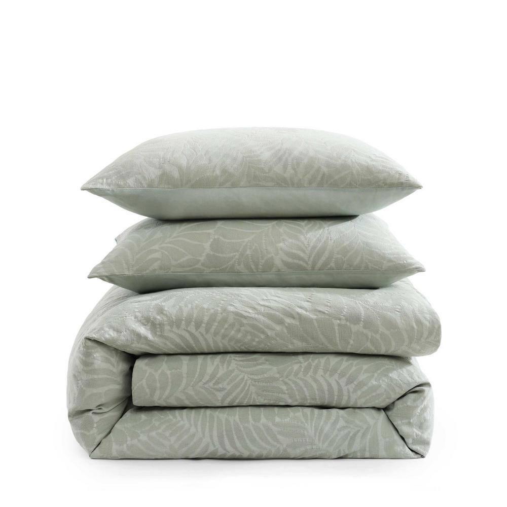 Harbor Palm 3 Piece Green 100% Cotton King Comforter Set