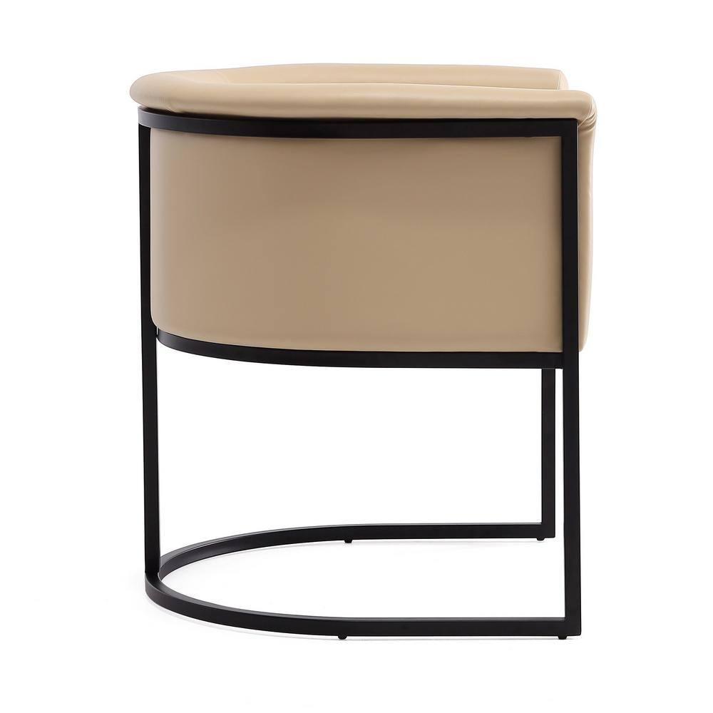 Manhattan Comfort Cosmopolitan Faux Leather Dining Chair Tan: Art-Deco, Metal Frame, No Assembly Required