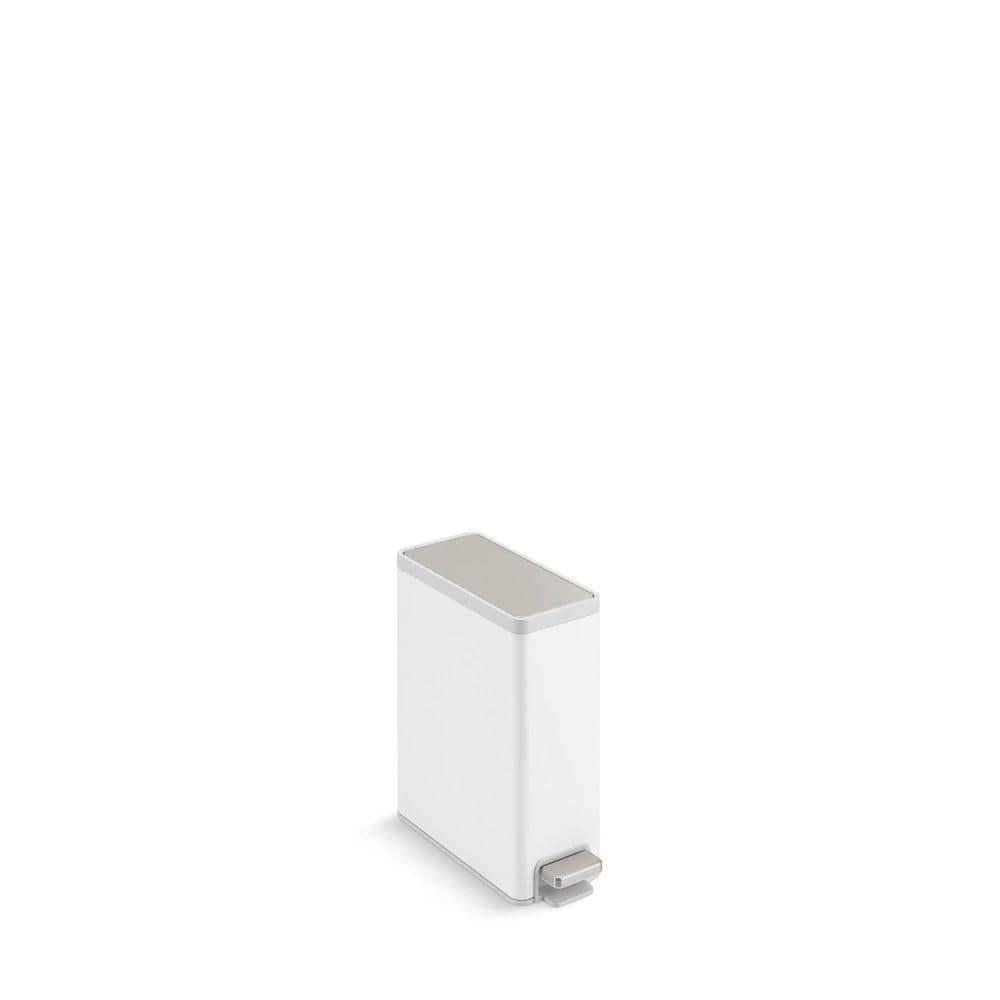 Reset 2.5-Gallon Bathroom Trash Can, Slim Stainless Steel Step Trash Can with Quiet-Close Lid