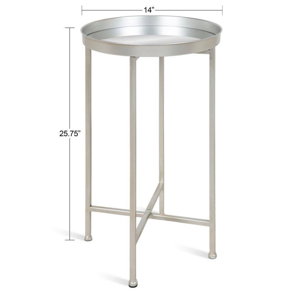Kate and Laurel Celia Modern Folding Metal Side Table, 14 x 14 x 25.75, Silver, Decorative Space Saving End Table for Hosting, Storage, and Display