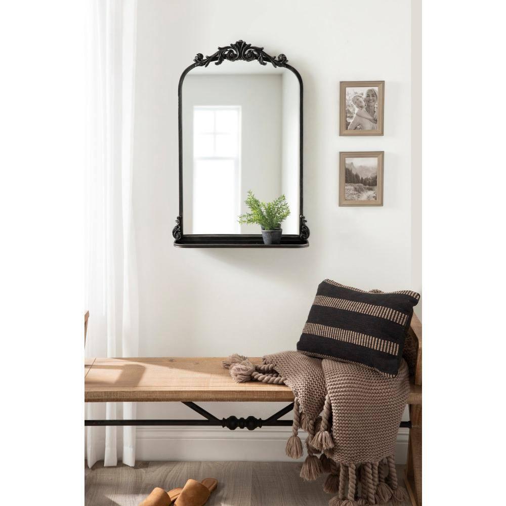 Kate and Laurel Arendahl Functional Mirror with Shelf - Black, 21x32