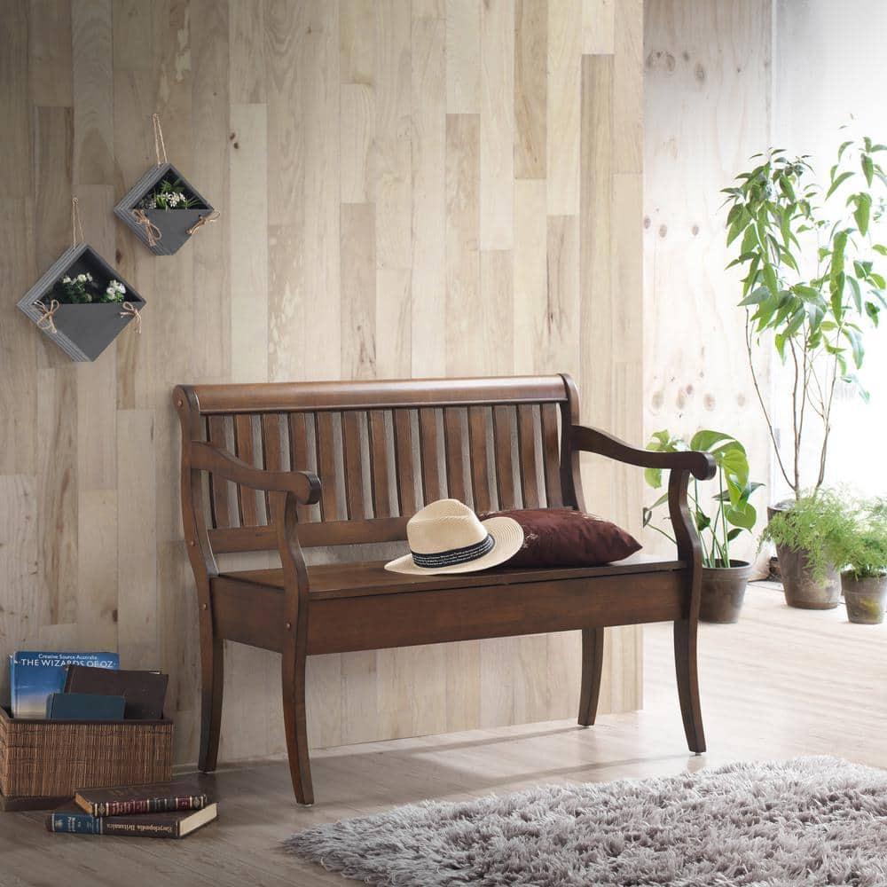 Carolina Living Alcott Storage Bench Elm: Hand-Crafted, Lift Lid, Antique Finish, 2-Person Seating