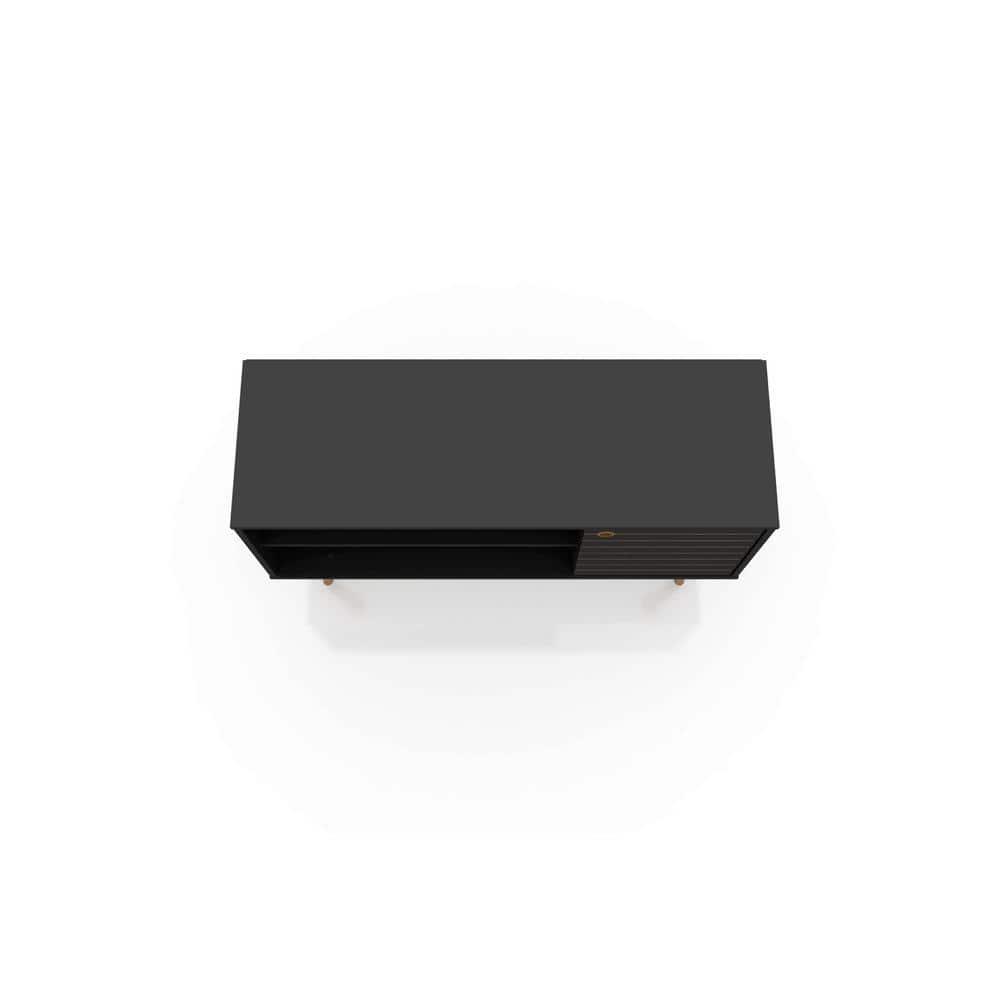 Liberty Mid-Century Modern 2 Shelves and 1 Door TV Stand for TVs up to 46" Black - Manhattan Comfort: Media Storage, Cable Management
