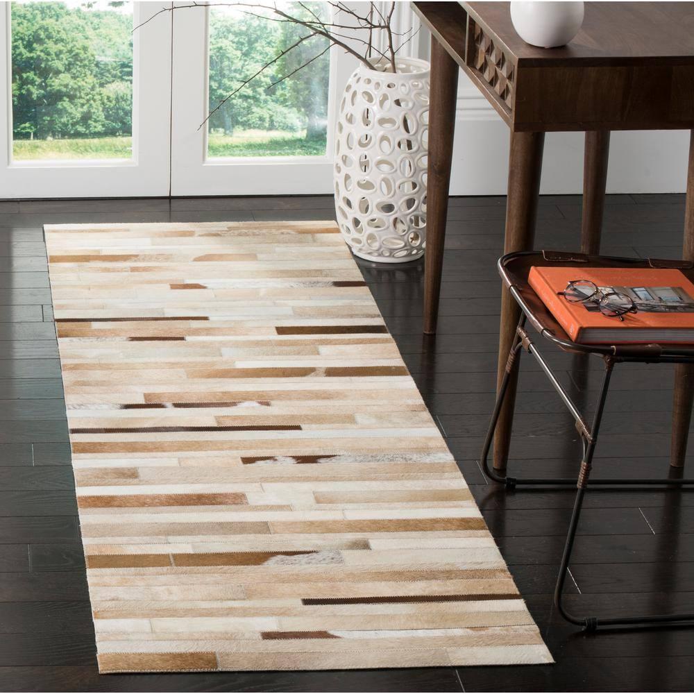 Studio Leather STL218 Hand Woven Indoor Runner Rug - Tan/Ivory - 2'3"x9' - Safavieh