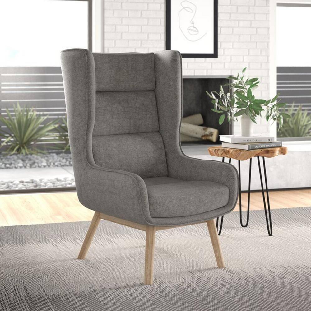 Sampson Graphite and Natural Twill Accent Chair
