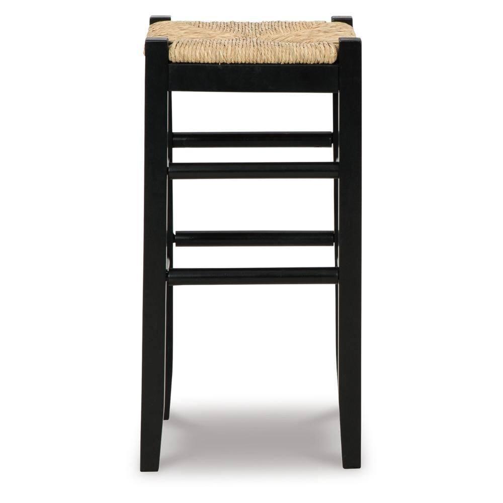 Benjara Anya Stool, Woven Seagrass Seat, Wood Frame (Set of 2)