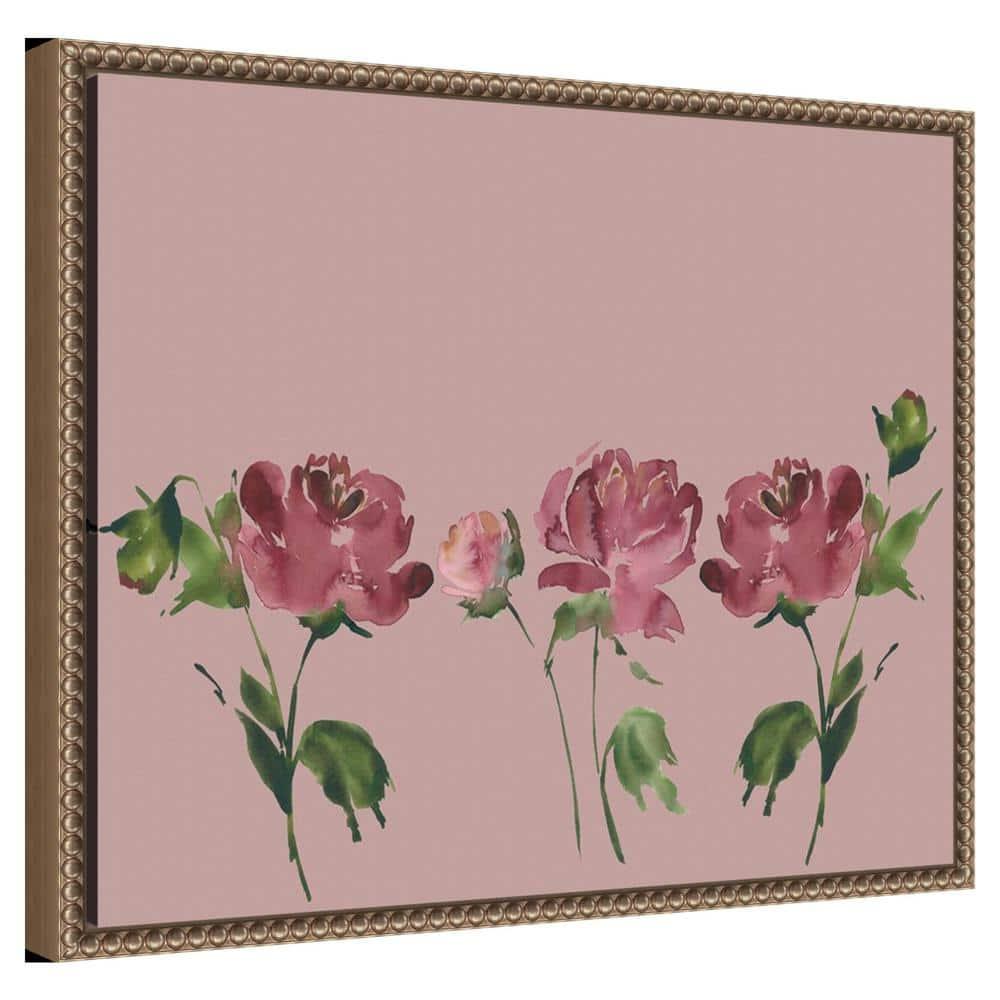 Amanti Art Trio Of Peony Blossoms by Lucille Price Canvas Wall Art Print Framed 20 x 16-in.