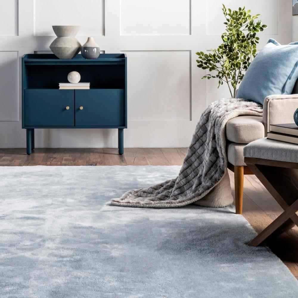 nuLOOM 3' x 5' Cozy Plush SuperiorWash Area Rug, Machine Washable, Non-Slip, Soft Fluffy Shag Carpet for Living Room Bedroom Nursery, Loni Light Blue