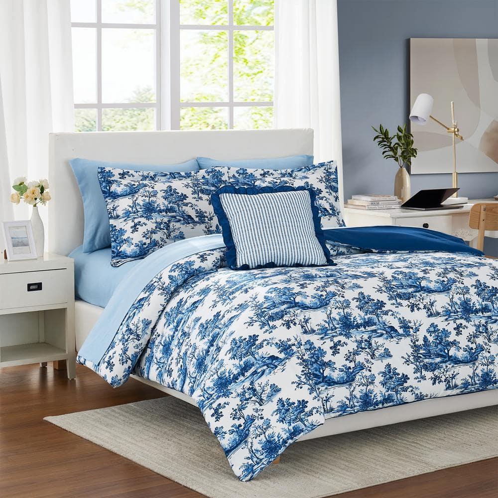 Modern Threads 8-Piece Shaya Toile Floral Reversible Bed in a Bag , King
