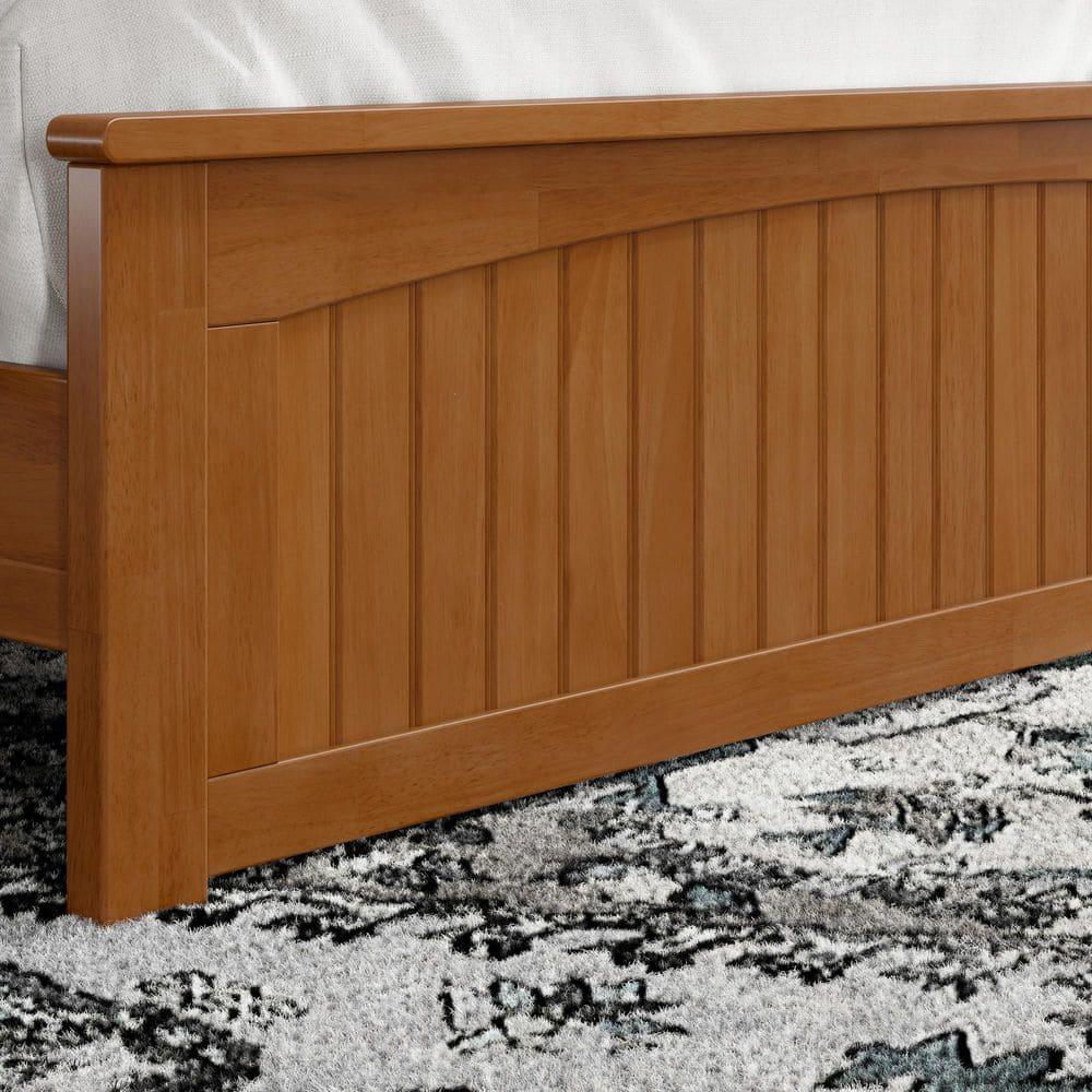 AFI Naples Queen Solid Wood Low Profile Platform Bed with Matching Footboard, Light Toffee