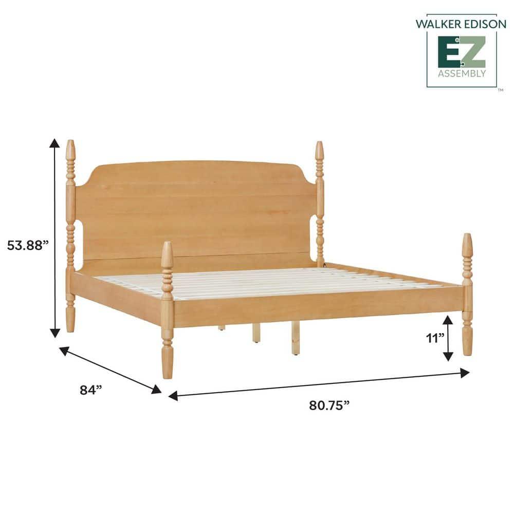 Walker Edison Vivienne Traditional Easy Assembly Solid Wood Turned Spindle Bed