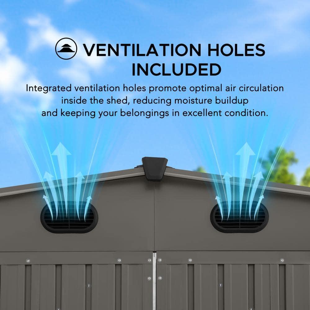 Sunjoy Outdoor Storage Shed 13 x 20 ft. Carport, Patio Metal Utility Large Storage Shed Garage with 2 Doors and 4 Vents, for Car, Truck, Bike, Garbage Can, Tool, Lawnmower