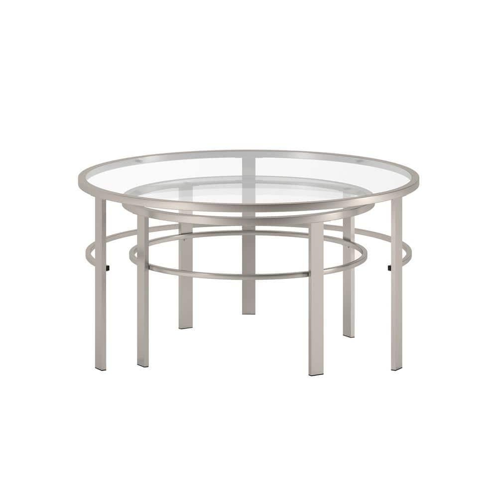 Evelyn&Zoe Gaia Round Nested Coffee Table, Satin Nickel