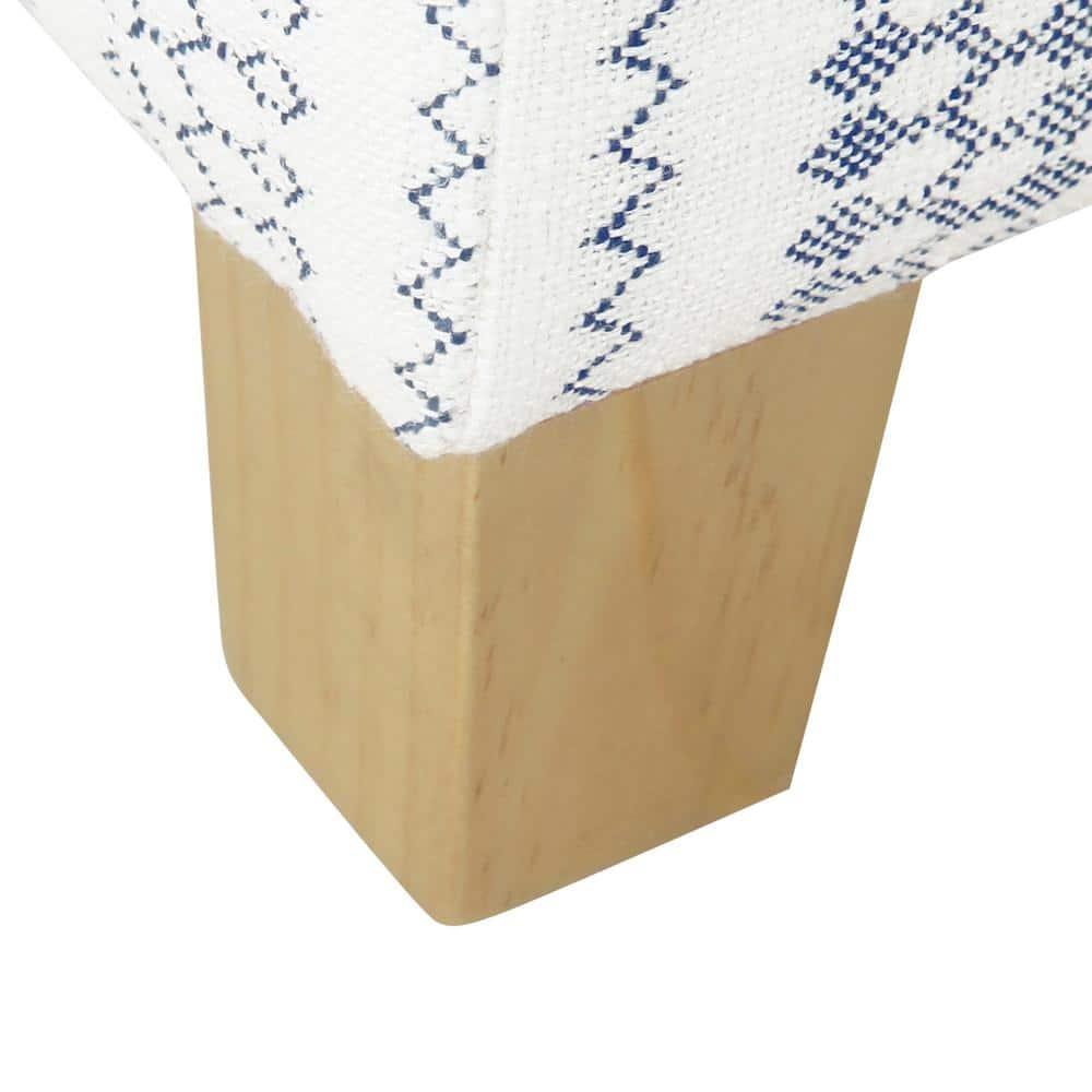Cole Classics Square Storage Ottoman with Lift Off Top Blue Striped - HomePop: Farmhouse Accent, Wood Legs