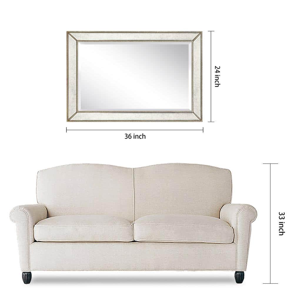 Empire Art Direct Champagne Bead Beveled Mirror, 24" x 36", Ready to Hang