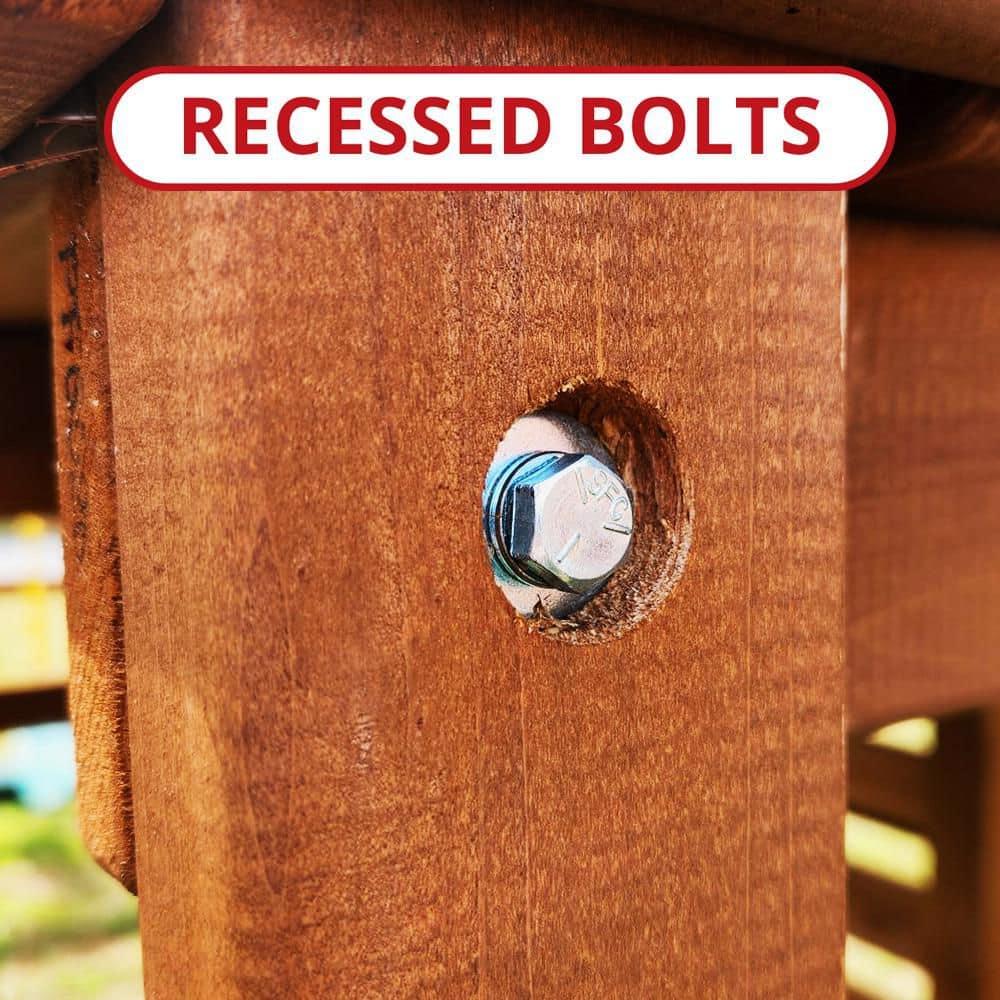 Swing-N-Slide Knightsbridge Wooden Backyard Swing Set with Alpine Wave Slide, Glider Swing, and Rock Climbing Wall