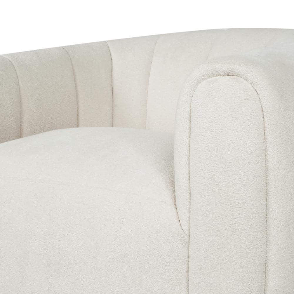 Noble House Smith  Textured Boucle White Modern Swivel Club Chair