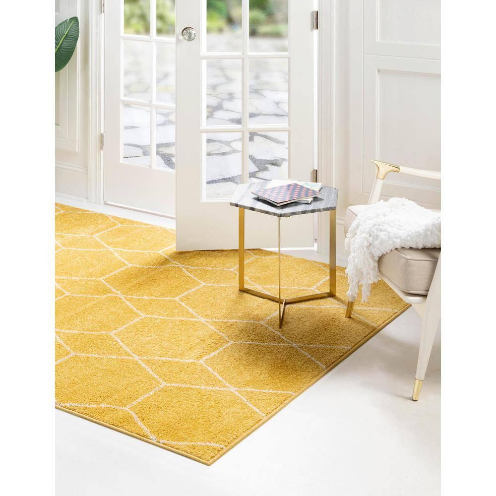 Unique Loom 5' 0 x 8' 0 Trellis Frieze Geometric Yellow Area Rug