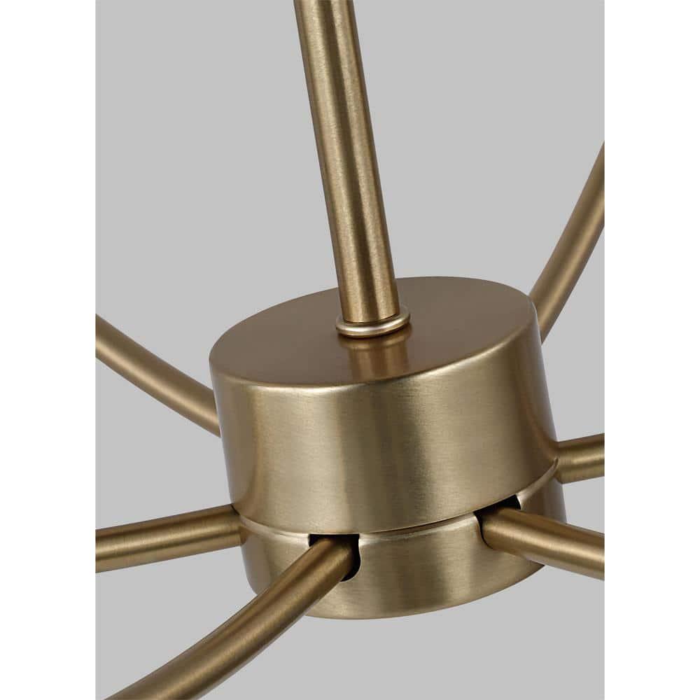 Elegant Satin Brass 9-Light Incandescent Chandelier with Clear Accents