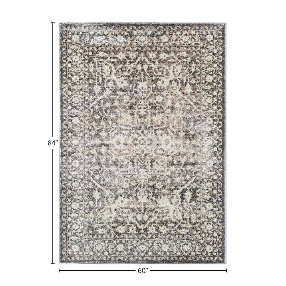 Rugs America Leopold LX20B Stone Transitional Cream Area Rug for Dining Room Rug Neutral Rug Living Room Rug Kitchen, 5'3"x7'