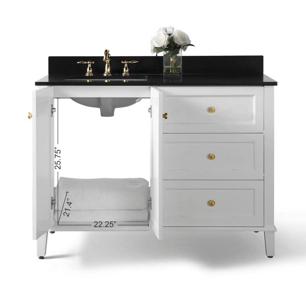 Hannah 48" White Birch Freestanding Bathroom Vanity with Quartz Top