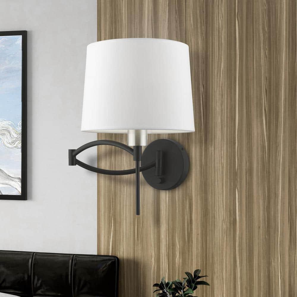 Livex Lighting 1 - Light Wall Light in  Black/Brushed Nickel