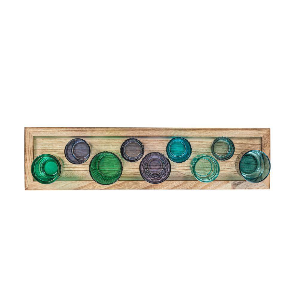 Joss & Main Sanderling Round Glass Votive Holders on Wood Tray
