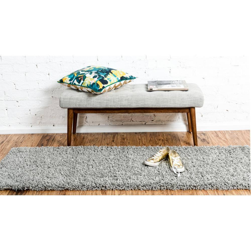 Unique Loom 2' 7 x 10' 0 Solid Shag Cloud Gray Area Rug