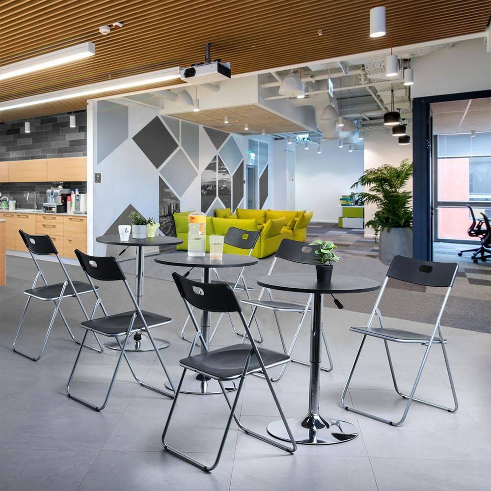 Homylin Steel Frame Folding Chairs Pack of 6, Saving-Space Plastic Seat and Steel Frame for Home Office Waiting Indoor Room Commercial Party Outdoor Events, Black