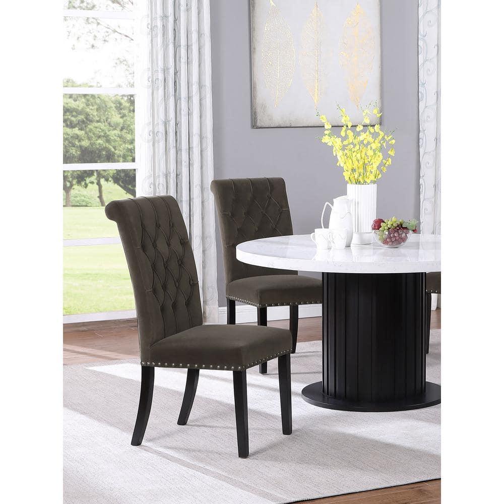 Alana Upholstered Tufted Side Chairs with Nailhead Trim (Set of 2)