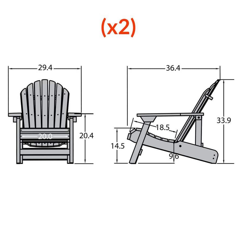 Hamilton 2pk Folding & Reclining Adirondack Chairs - Coastal Teak - highwood: Weather-Resistant Outdoor Seating