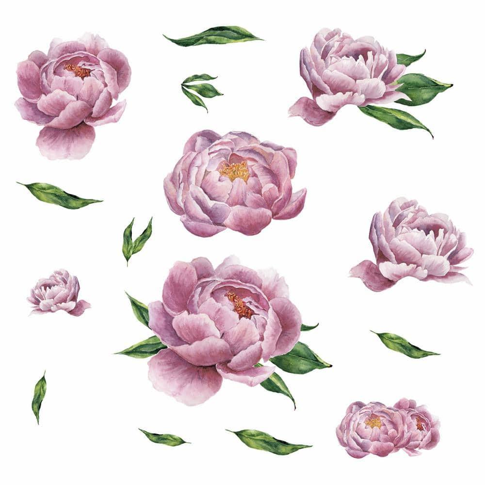 RoomMates Large Peony Peel and Stick Giant Wall Decal: Vinyl Floral Art, Self-Adhesive, Repositionable, Modern Decor
