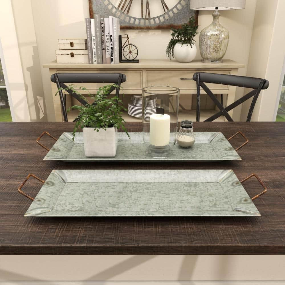 Farmhouse Rustic Serving Tray Set Gray 2pk - Olivia & May
