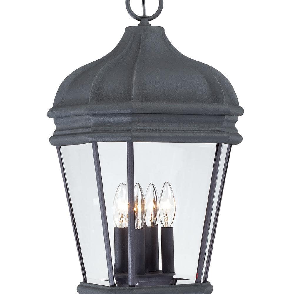 Minka Lavery Rustic Outdoor Hanging Light Fixture Black Damp Rated 28 3/4" Clear Beveled Glass for Post Exterior Porch Yard Patio
