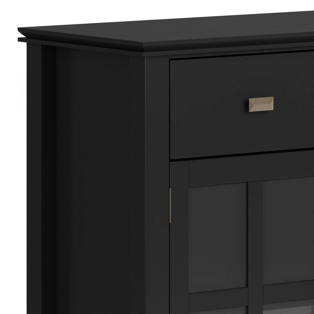 Simpli Home Artisan 54"W Solid Wood Sideboard Buffet with Tempered Glass Doors and 6 Drawers