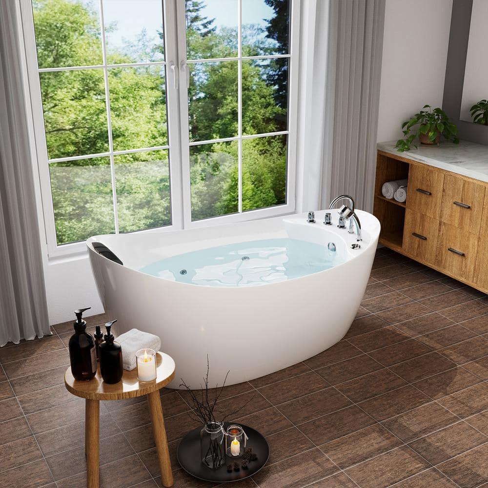 Empava EMP-67AIS02 67'' x 29.5'' Freestanding Whirlpool Plastic / Acrylic Bathtub with Faucet