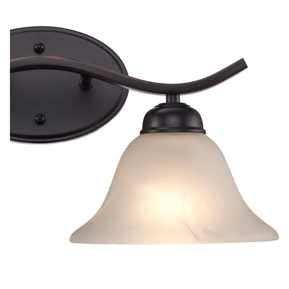 Hollyslope 17 in. 2-Light Oil Rubbed Bronze Bathroom Vanity Light Fixture with Marbleized Glass Shades