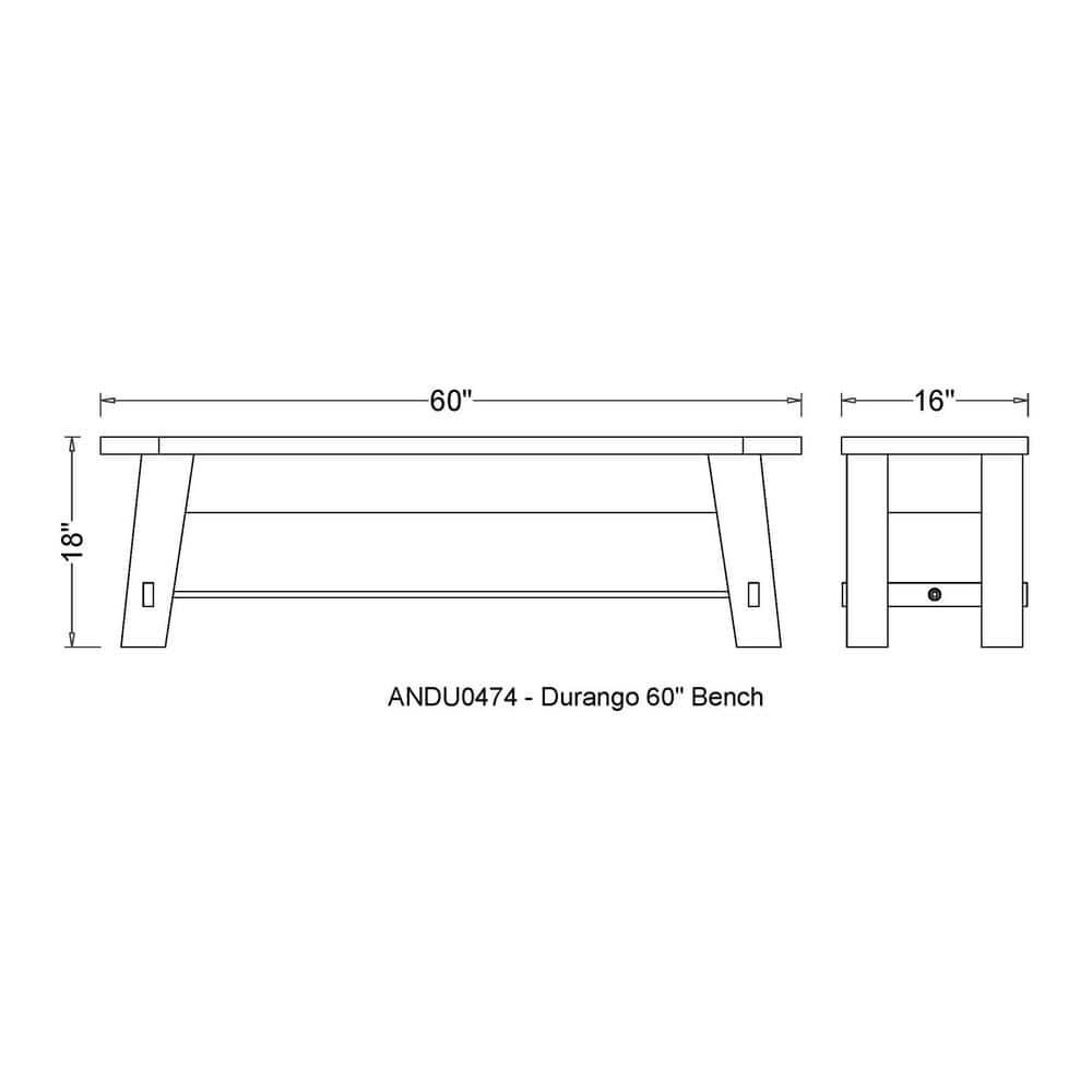 Durango Wood Entryway/Dining Bench Dark Brown - Alaterre Furniture: Industrial Accent, 60" Long